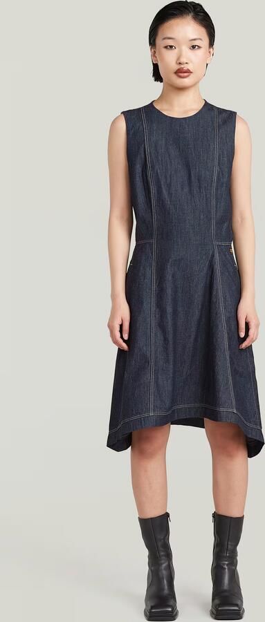 G-Star RAW Short Flare Jurk Donkerblauw Dames