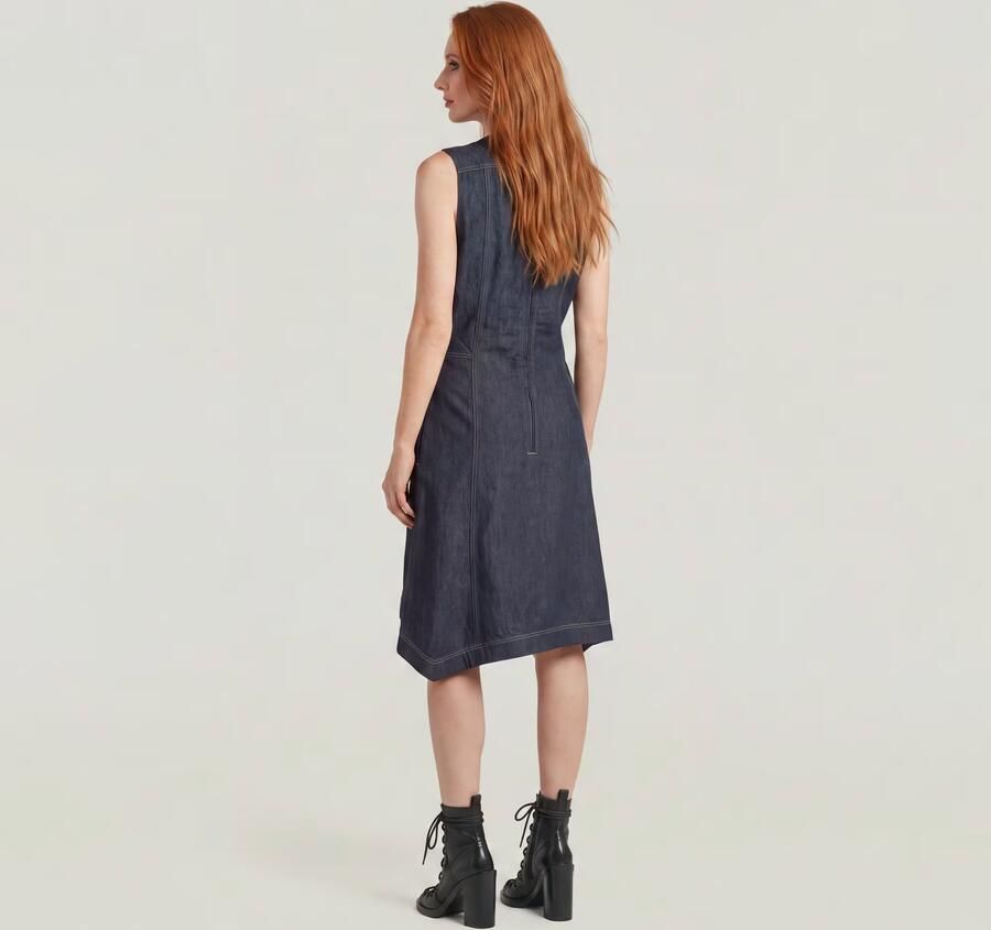 G-Star RAW Short Flare Jurk Donkerblauw Dames - Foto 5