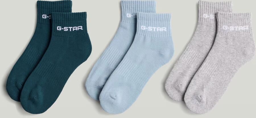 G-Star RAW Short Logo Sokken 3 Paar Meerkleurig Heren