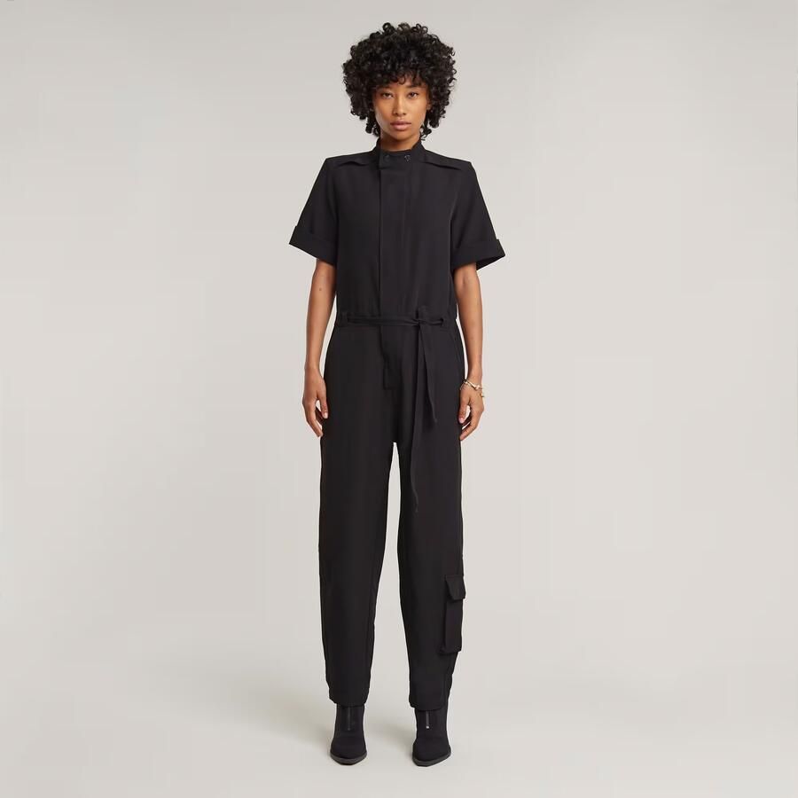 G-Star RAW Shortsleeve Workwear Jumpsuit Zwart Dames