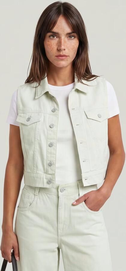 G-Star RAW Shrunken Vest Groen Dames - Foto 6
