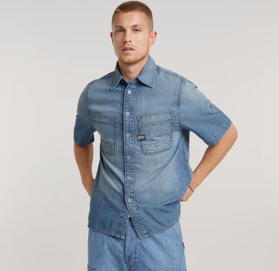 G-Star Raw Regular fit jeansoverhemd met borstzakken model 'Slanted'