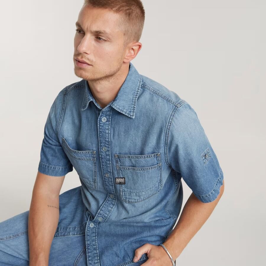 G-Star Raw Regular fit jeansoverhemd met borstzakken model 'Slanted' - Foto 3