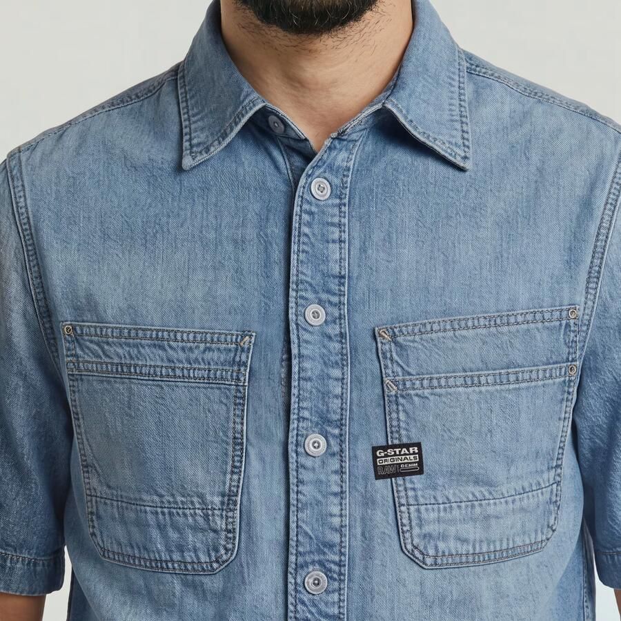 G-Star Raw Regular fit jeansoverhemd met borstzakken model 'Slanted' - Foto 4