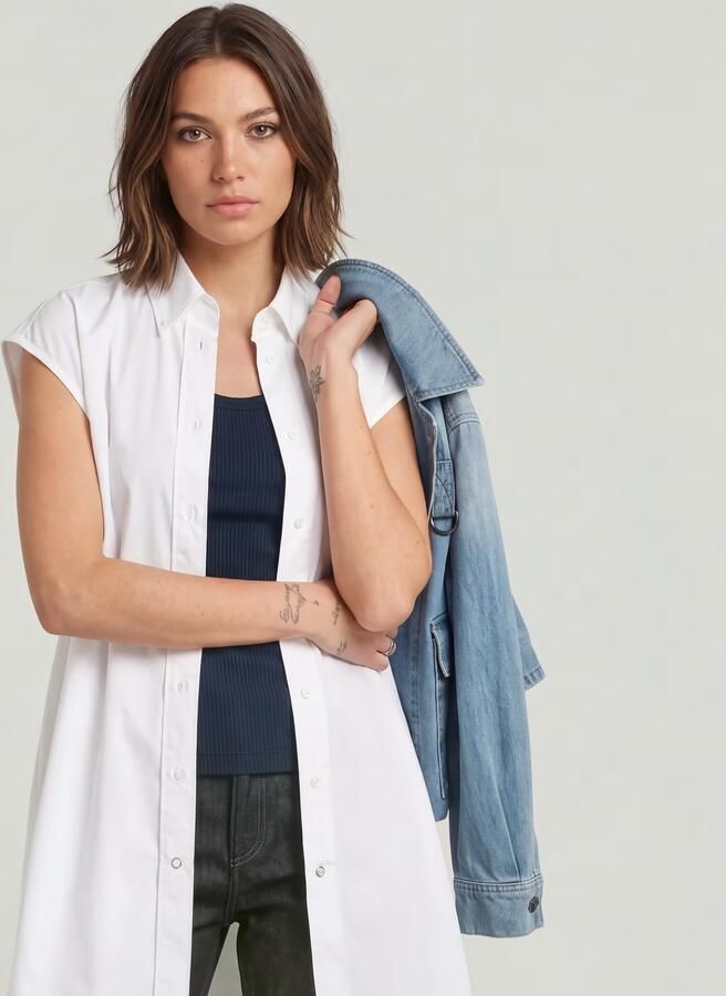 G-Star RAW Sleeveless Oversized Overhemd Wit Dames - Foto 5