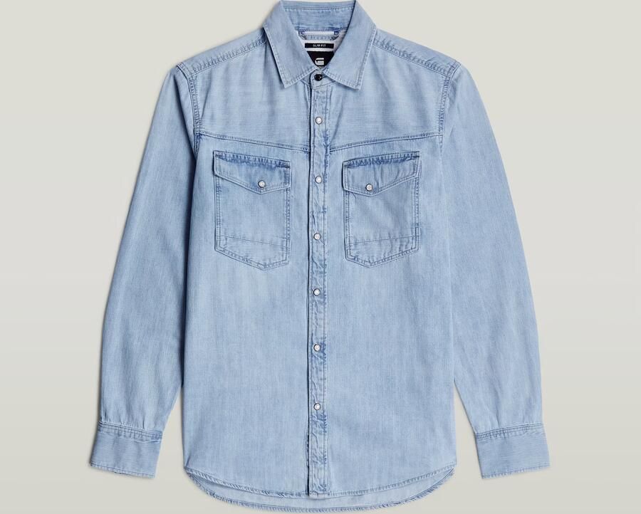 G-Star Raw Overhemd Lange Mouw D23616-D252 SLIM DENIM-G342 SUN FADED BLUE MIST - Foto 13