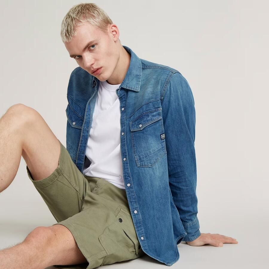 G-Star Raw Overhemd Lange Mouw D23616-D252 SLIM DENIM-D891 FADED CRICKET - Foto 4