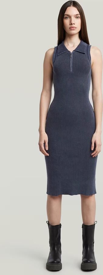 G-Star RAW Slim Gebreide Jurk Donkerblauw Dames