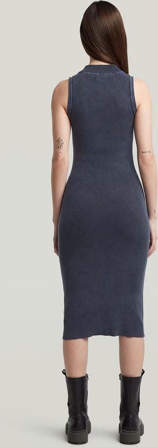 G-Star RAW Slim Gebreide Jurk Donkerblauw Dames - Foto 6