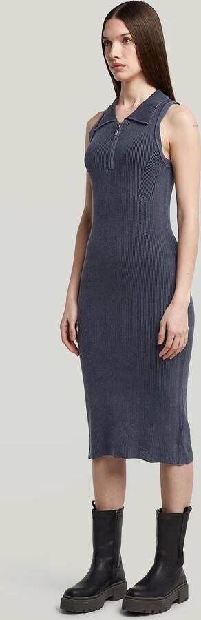 G-Star RAW Slim Gebreide Jurk Donkerblauw Dames - Foto 7