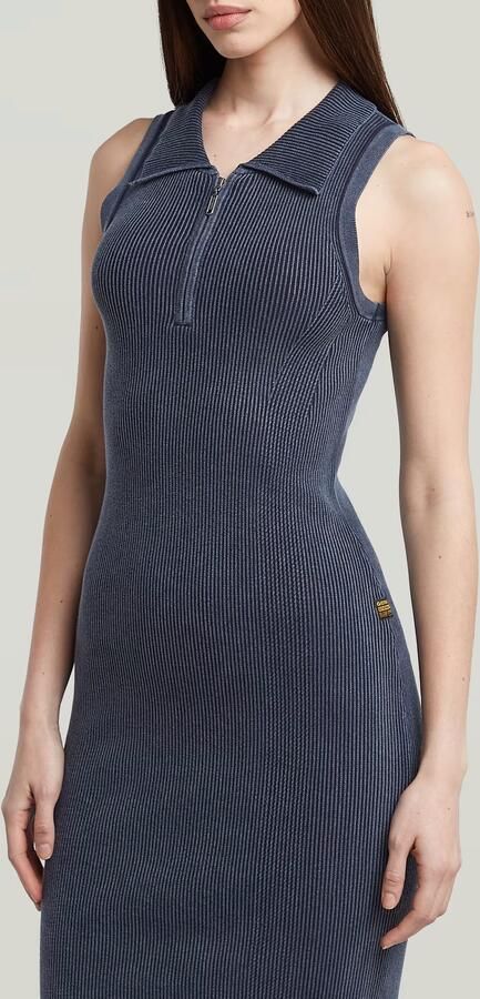 G-Star RAW Slim Gebreide Jurk Donkerblauw Dames - Foto 5