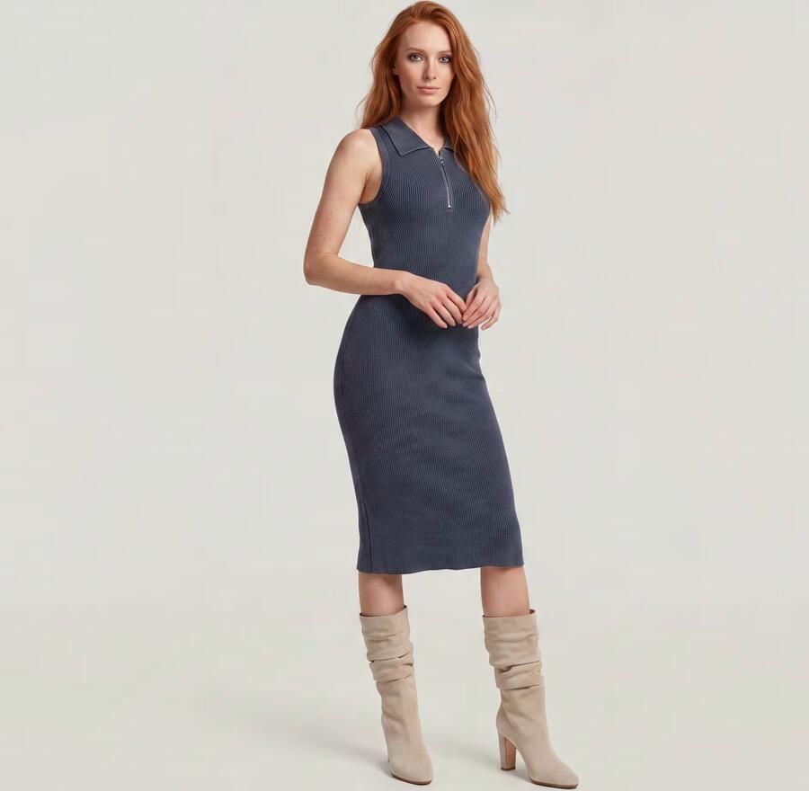 G-Star RAW Slim Gebreide Jurk Donkerblauw Dames - Foto 3
