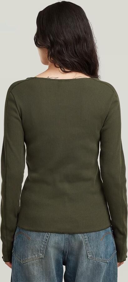 G-Star RAW Slim Henley Longsleeve T-Shirt Grijs Dames - Foto 6