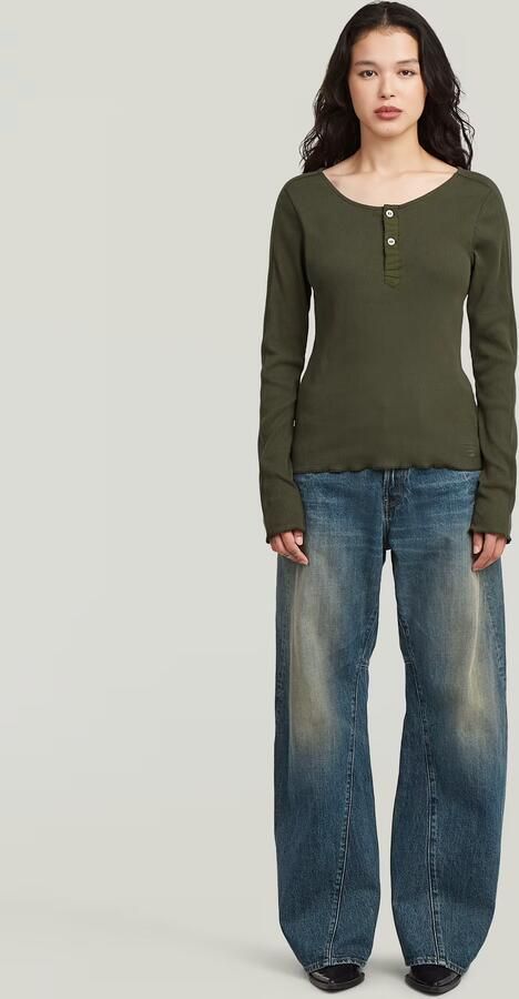 G-Star RAW Slim Henley Longsleeve T-Shirt Grijs Dames - Foto 5