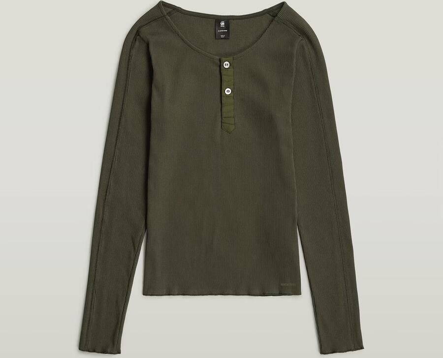 G-Star RAW Slim Henley Longsleeve T-Shirt Grijs Dames - Foto 4