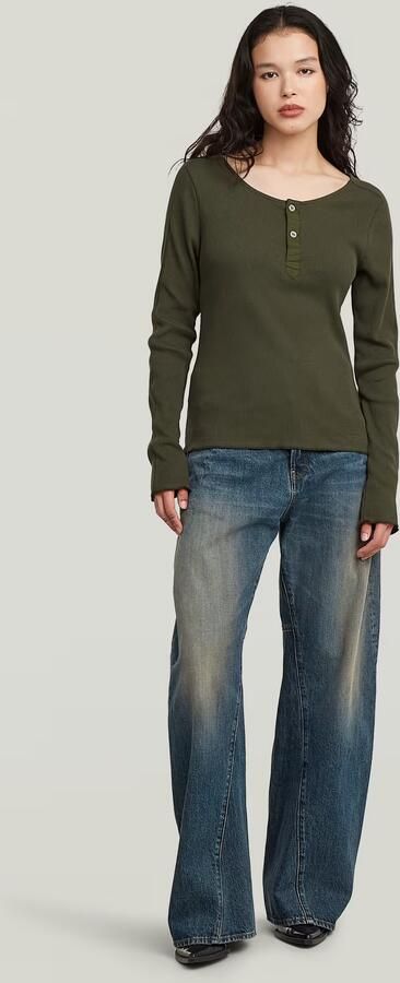 G-Star RAW Slim Henley Longsleeve T-Shirt Grijs Dames - Foto 7