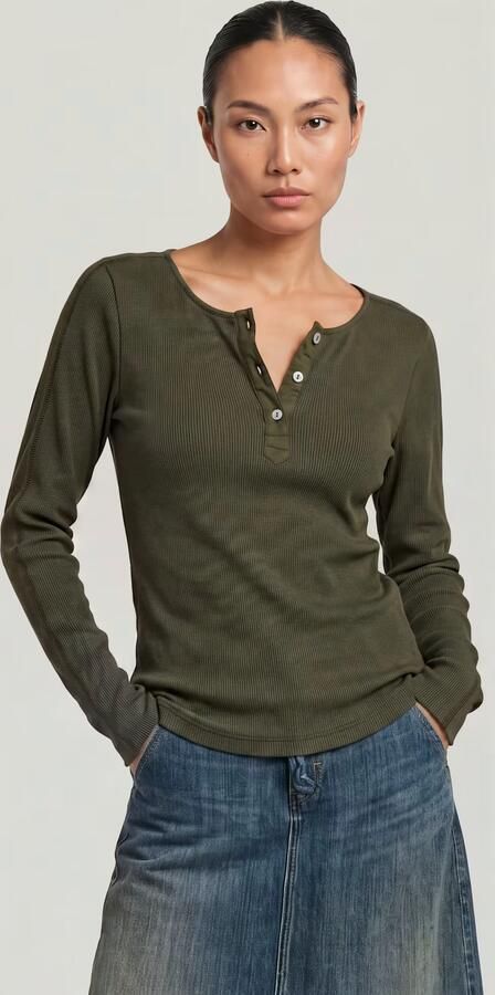 G-Star RAW Slim Henley Longsleeve T-Shirt Grijs Dames - Foto 5