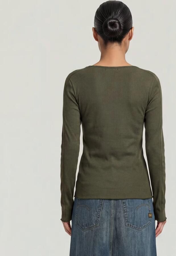 G-Star RAW Slim Henley Longsleeve T-Shirt Grijs Dames - Foto 3