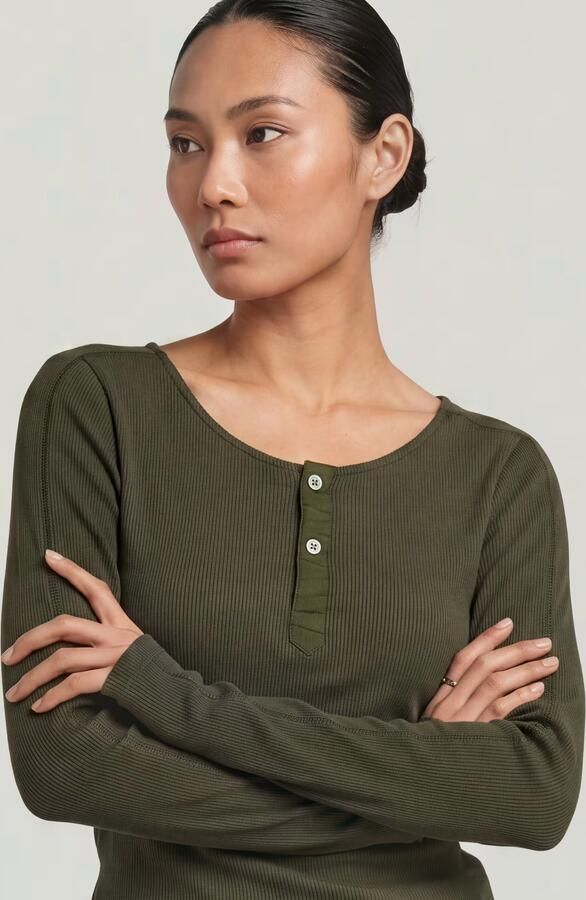 G-Star RAW Slim Henley Longsleeve T-Shirt Grijs Dames - Foto 4