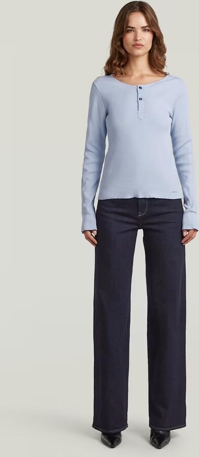 G-Star RAW Slim Henley Longsleeve T-Shirt Lichtblauw Dames - Foto 6