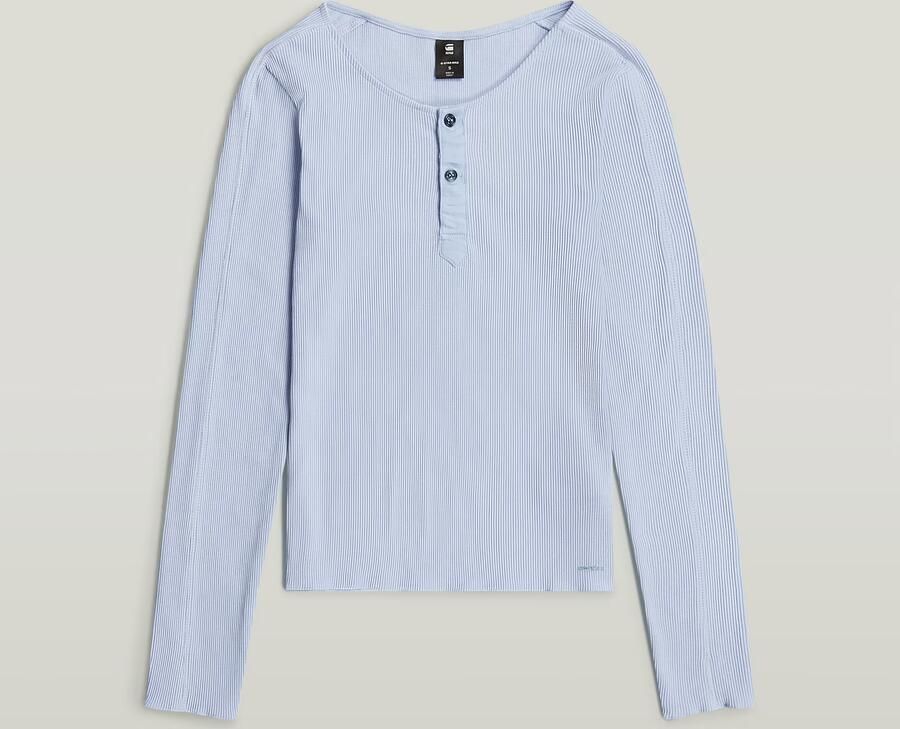 G-Star RAW Slim Henley Longsleeve T-Shirt Lichtblauw Dames - Foto 3