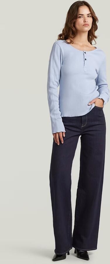 G-Star RAW Slim Henley Longsleeve T-Shirt Lichtblauw Dames - Foto 7