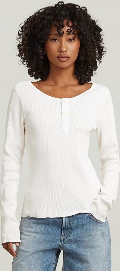 G-Star RAW Slim Henley Longsleeve T-Shirt Wit Dames