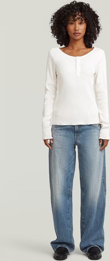 G-Star RAW Slim Henley Longsleeve T-Shirt Wit Dames - Foto 7
