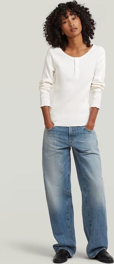G-Star RAW Slim Henley Longsleeve T-Shirt Wit Dames - Foto 5