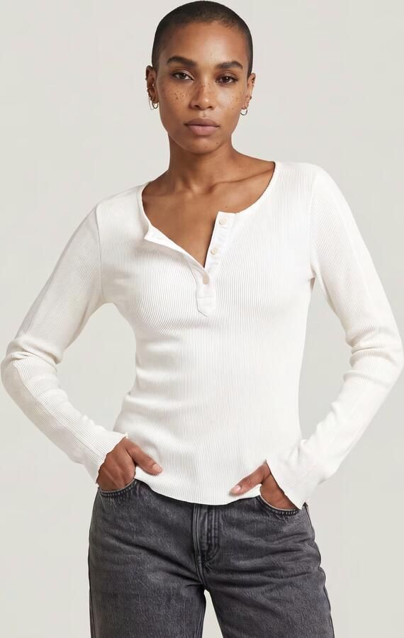 G-Star RAW Slim Henley Longsleeve T-Shirt Wit Dames - Foto 5