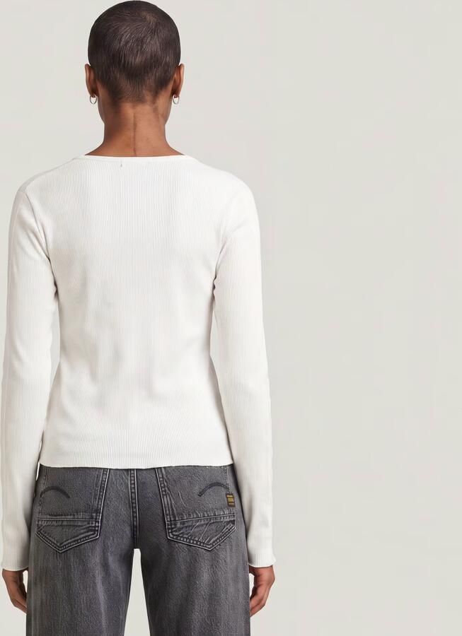 G-Star RAW Slim Henley Longsleeve T-Shirt Wit Dames - Foto 3