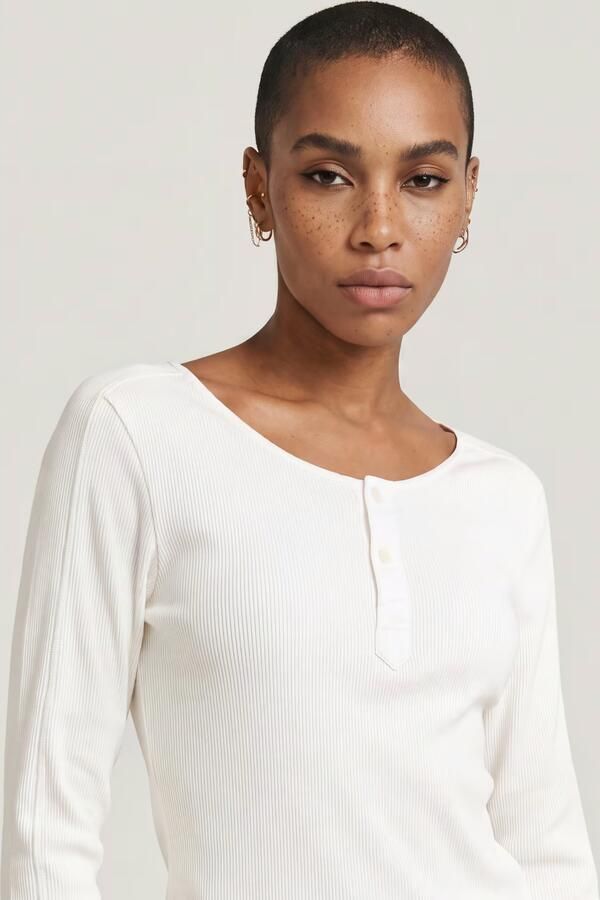 G-Star RAW Slim Henley Longsleeve T-Shirt Wit Dames - Foto 4
