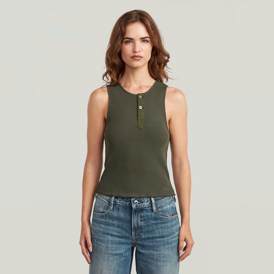 G-Star RAW Slim Henley Tank T-Shirt Grijs Dames