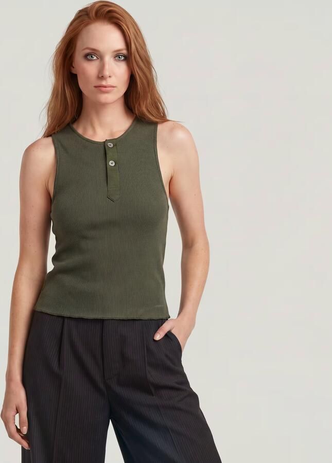 G-Star RAW Slim Henley Tank T-Shirt Grijs Dames - Foto 4