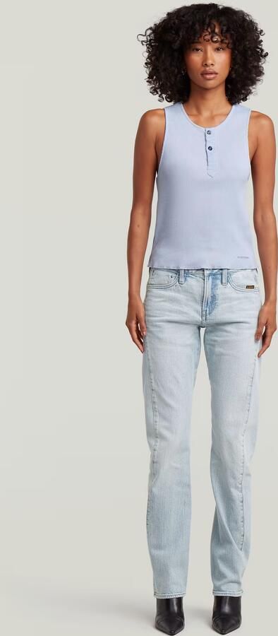 G-Star RAW Slim Henley Tank T-Shirt Lichtblauw Dames - Foto 6