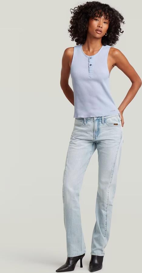 G-Star RAW Slim Henley Tank T-Shirt Lichtblauw Dames - Foto 5