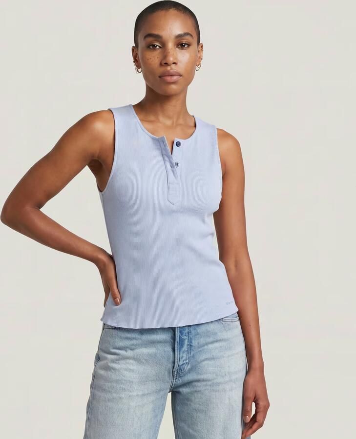 G-Star RAW Slim Henley Tank T-Shirt Lichtblauw Dames - Foto 5
