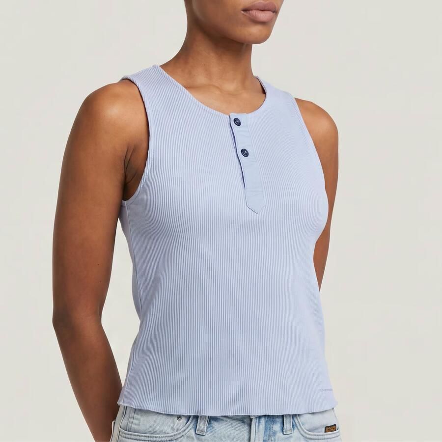 G-Star RAW Slim Henley Tank T-Shirt Lichtblauw Dames - Foto 3