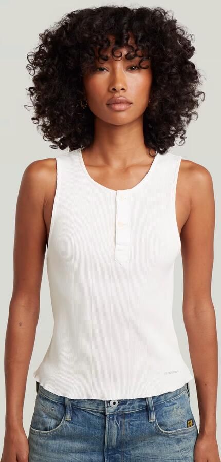 G-Star RAW Slim Henley Tank T-Shirt Wit Dames