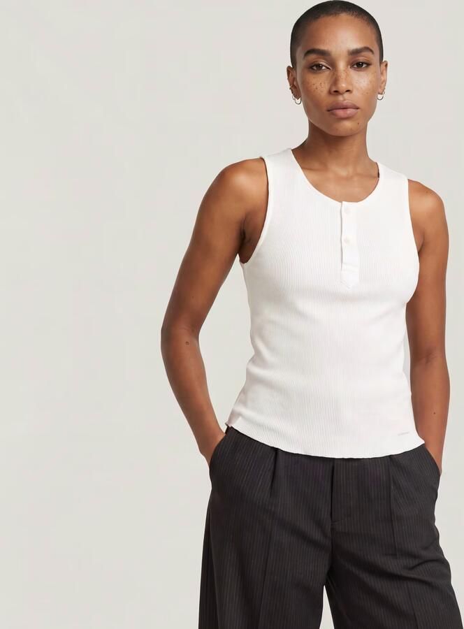 G-Star RAW Slim Henley Tank T-Shirt Wit Dames - Foto 4