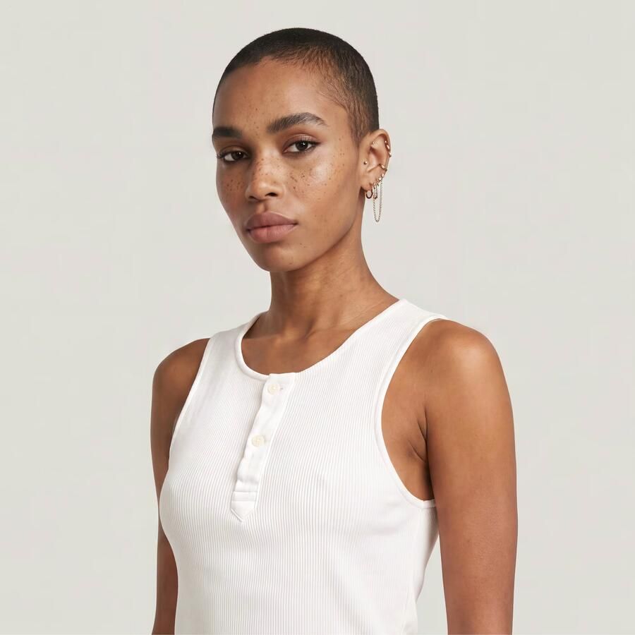 G-Star RAW Slim Henley Tank T-Shirt Wit Dames - Foto 3