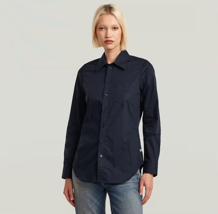 G-Star RAW Slim Poplin Longsleeve Overhemd Donkerblauw Dames - Foto 2