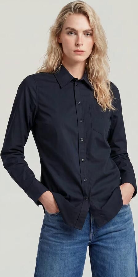G-Star RAW Slim Poplin Longsleeve Overhemd Donkerblauw Dames - Foto 4