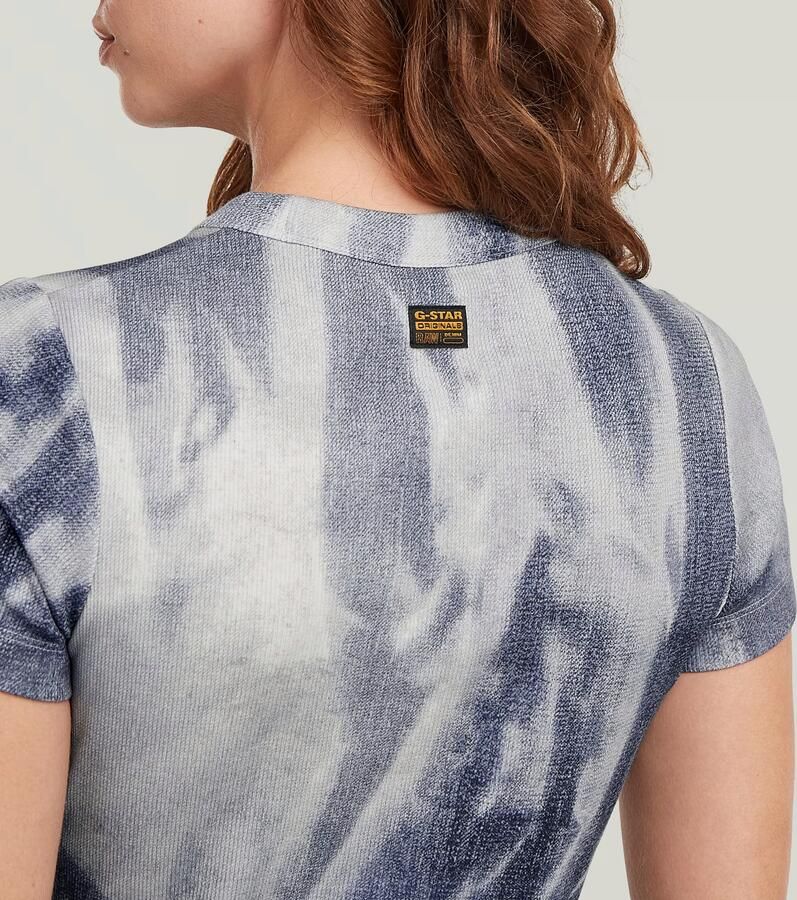 G-Star RAW Slim Rib AOP T-Shirt Meerkleurig Dames - Foto 3