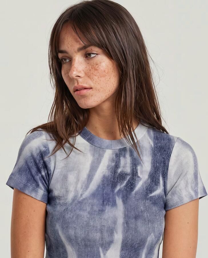 G-Star RAW Slim Rib AOP T-Shirt Meerkleurig Dames - Foto 3