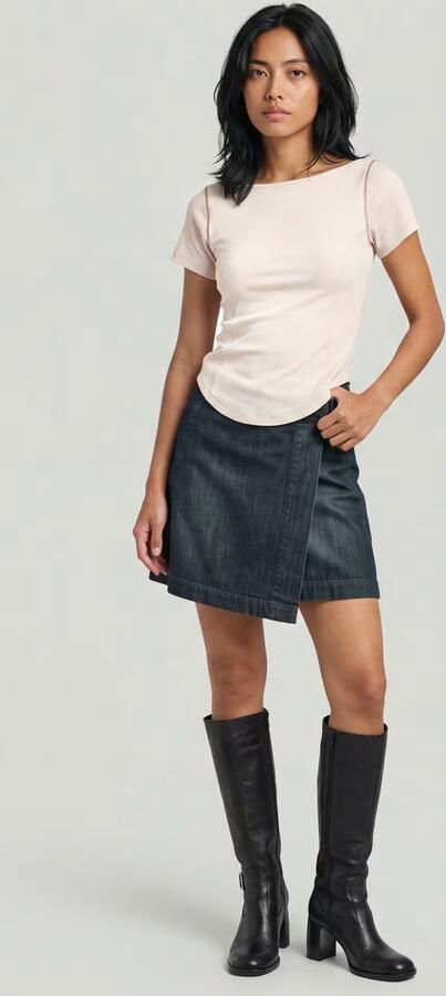 G-Star RAW Slim Rib Flatlock Tee Beige Dames - Foto 6