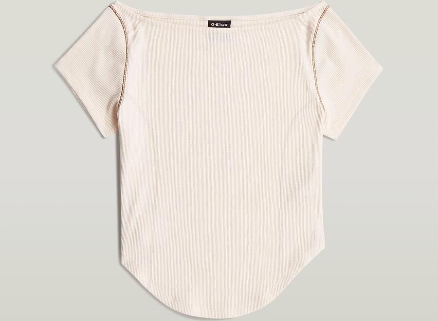 G-Star RAW Slim Rib Flatlock Tee Beige Dames - Foto 4