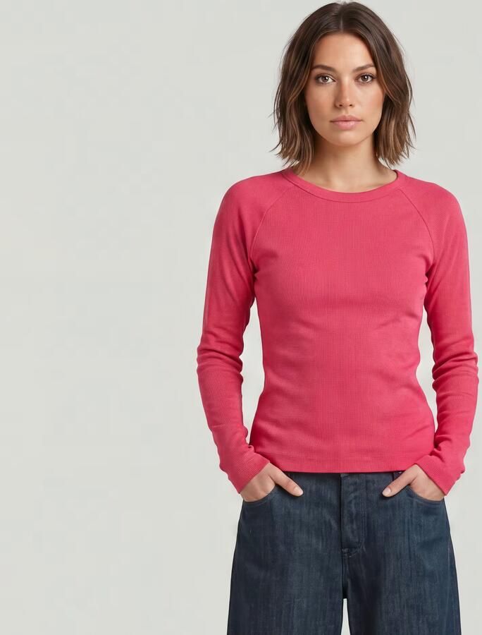 G-Star RAW Shirt met lange mouwen Slim Rib Keyhole met cut-out achter - Foto 6