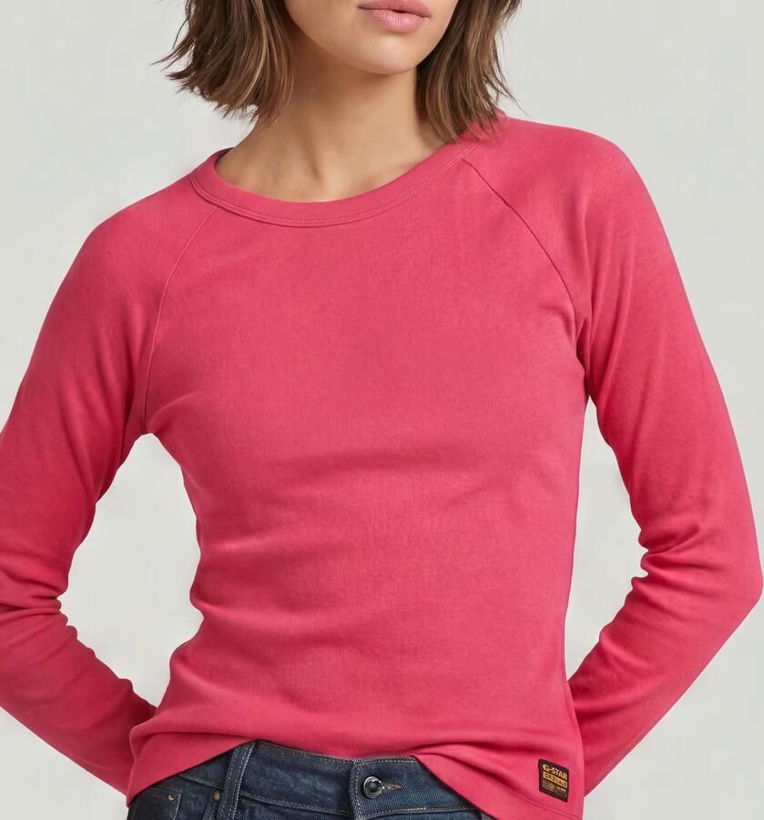 G-Star RAW Shirt met lange mouwen Slim Rib Keyhole met cut-out achter - Foto 5