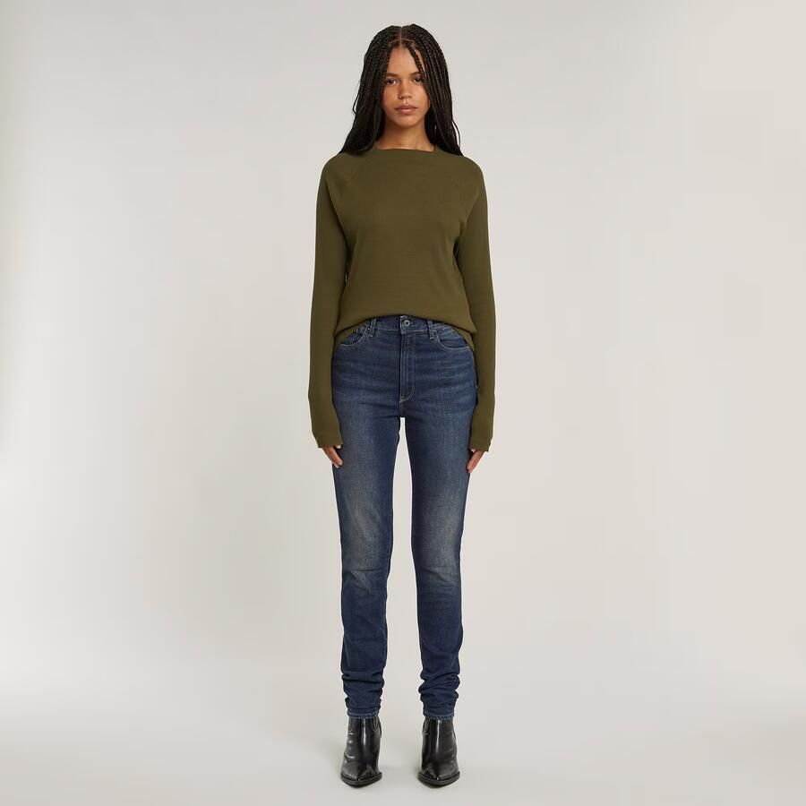 G-Star RAW Slim Rib Korte Col Top Groen Dames - Foto 3